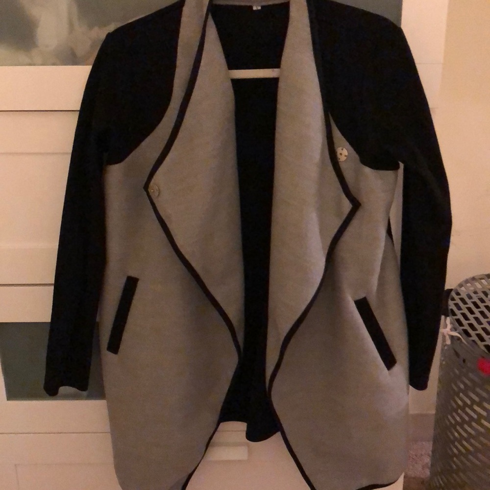 Grey and black fleece coat